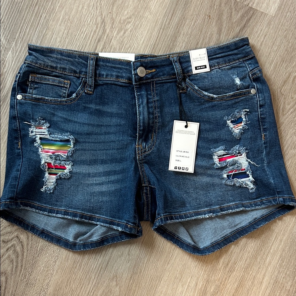 Judy Blue Dark Blue Distressed Jean Shorts